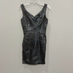 Michael Hoban North Beach Leather Dress Vintage 80’s Black Sz 7/8 New Sleeveless